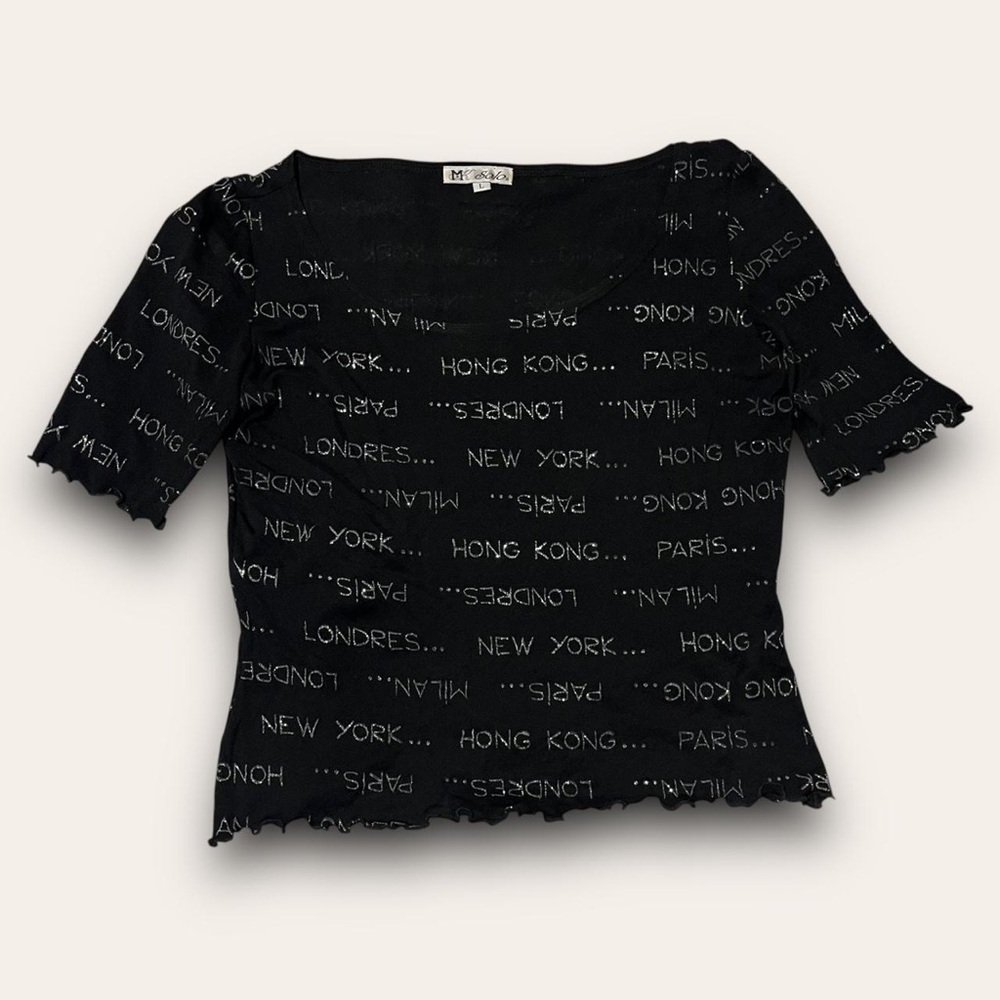 Vintage City Name Graphic Mesh Top Size Large MK Solo Downtown Girl